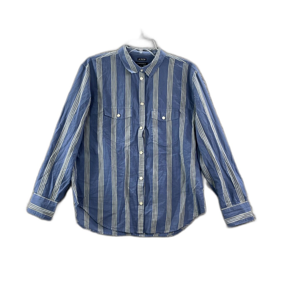 J.Crew Garcon Classic Fit Western Shirt Womens 8 Striped Pearl Snap Rodeo Cowboy
